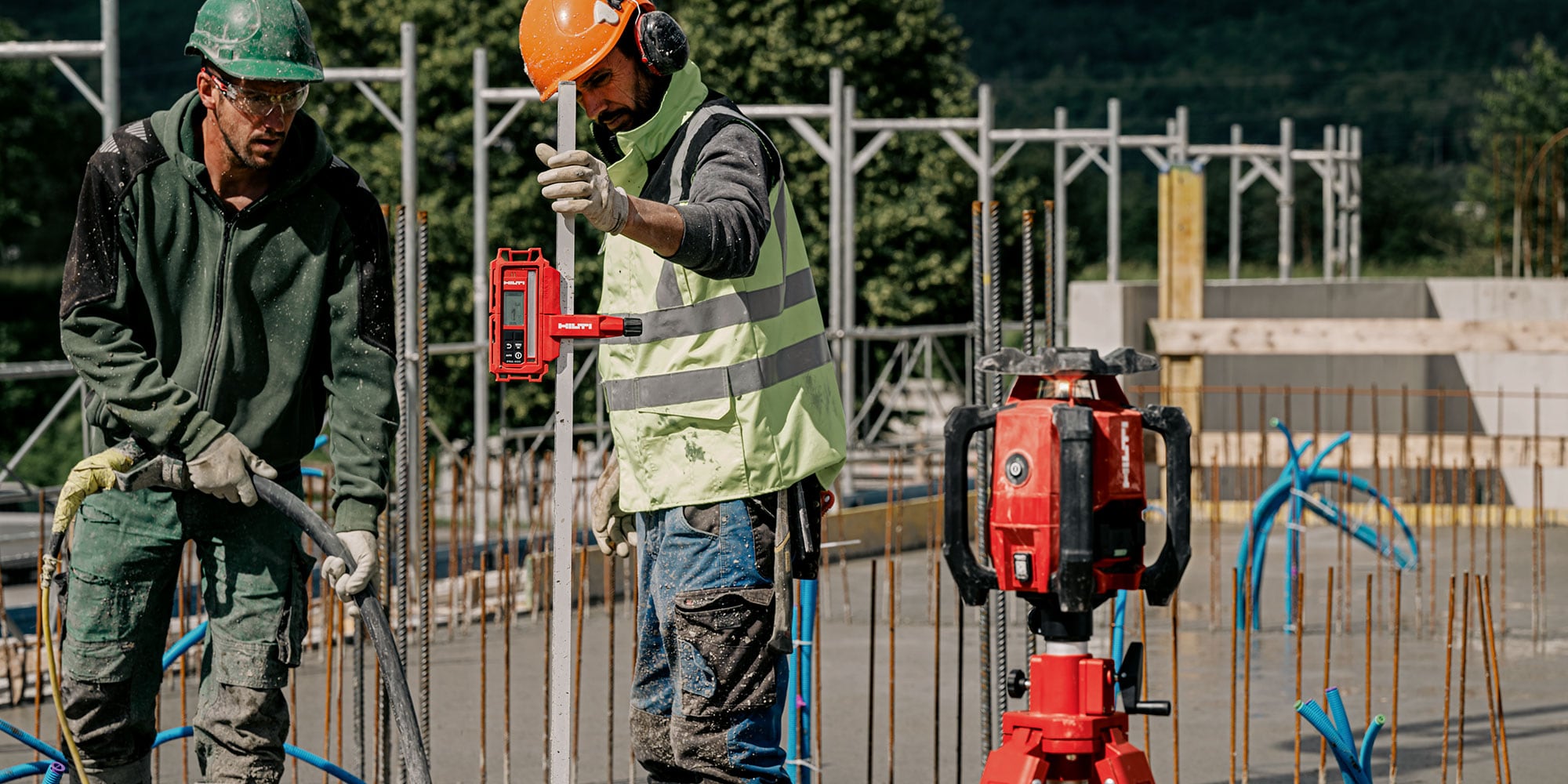 Roterende laser op de bouwplaats