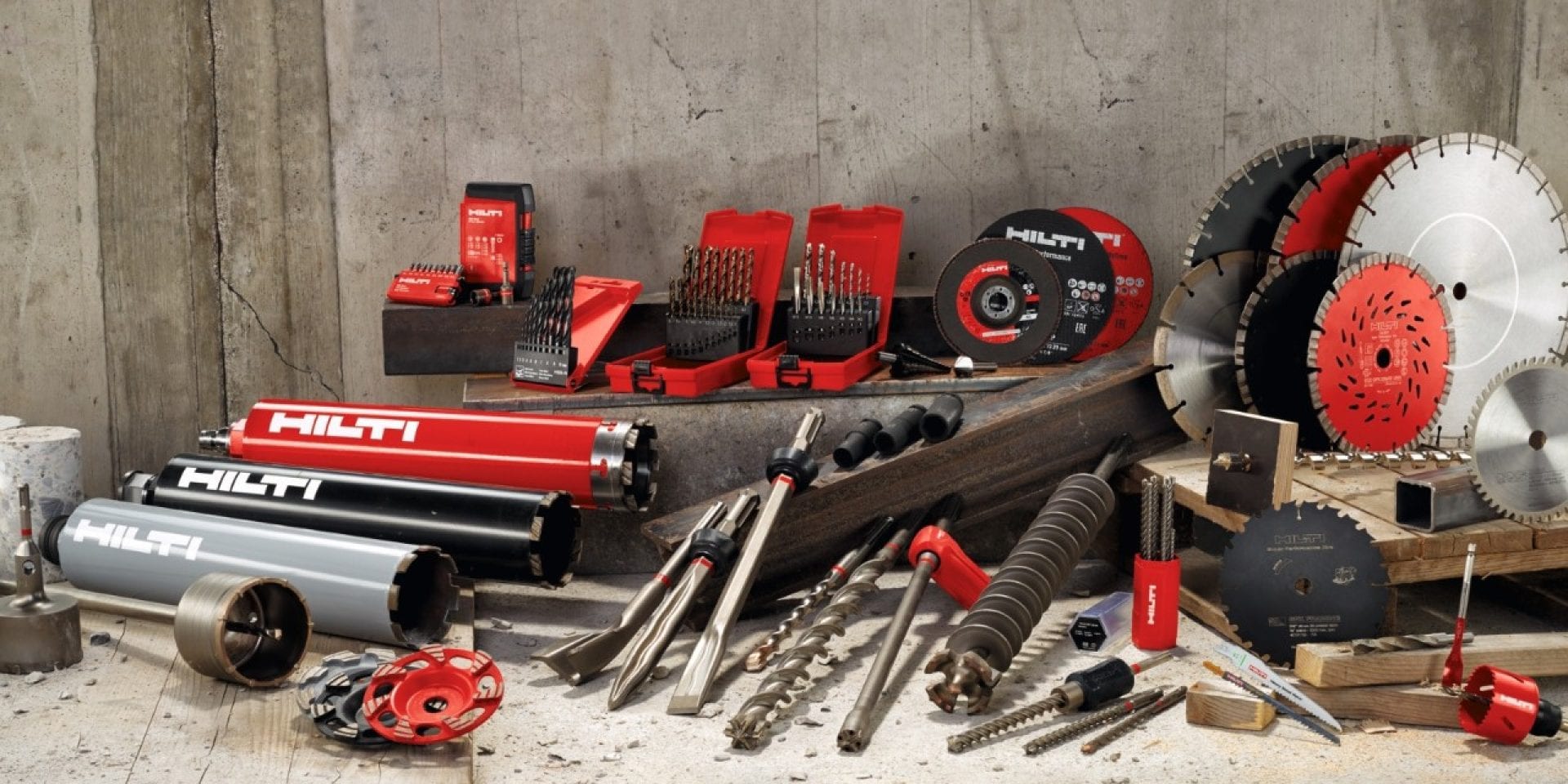 Hilti-gereedschap op een bouwplaats