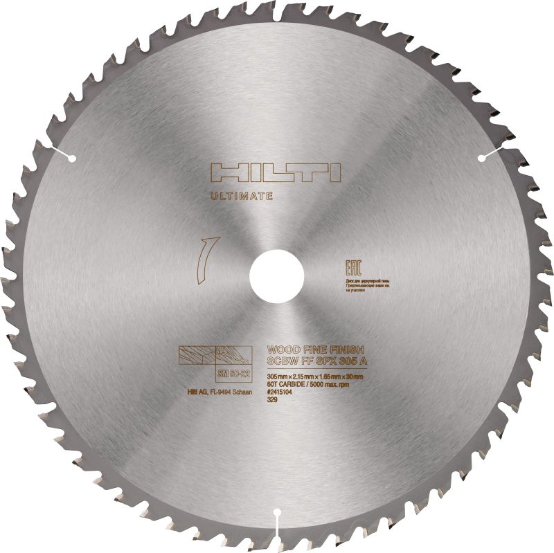 cirkelzaagblad voor een fijne houtafwerking Ultiem hout fijne afwerking cirkelzaagblad (12 | 305 mm) met carbide tanden, voor nauwkeurige en zuivere sneden in houten balken met onze SM 60-22 accu-cirkelzaag