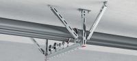 MQS-ACD railbeugelverbinder Verzinkte voorgemonteerde railbeugelverbinder met verhoogde flexibiliteit bij installatie en verbeterde belastingscapaciteit voor een breed scala aan seismische toepassingen Toepassingen 1