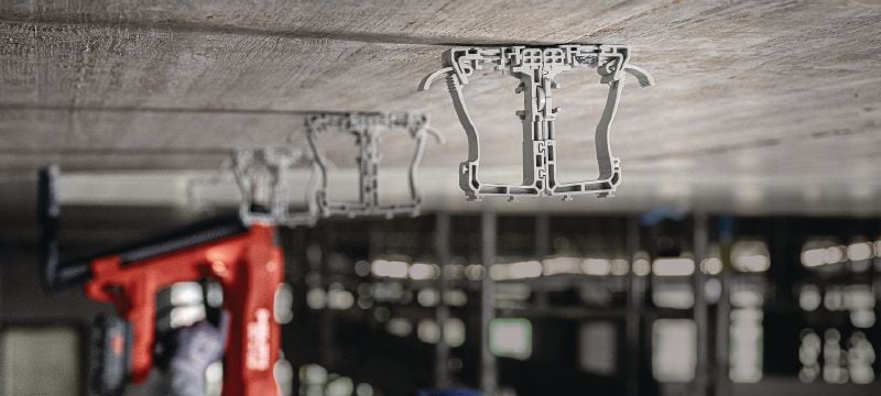 X-ECH MX (02)-kabelhouder Kunststof houder voor samengebundelde kabels, geoptimaliseerd voor nagels op strip en compatibel met een groot aantal bevestigingsmethoden en basismaterialen Toepassingen 1