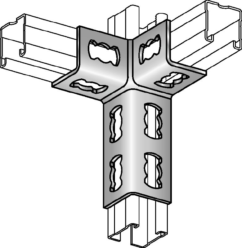 MQV-3D-R railverbinder Roestvrijstalen (A4) railverbinder voor driedimensionale constructies